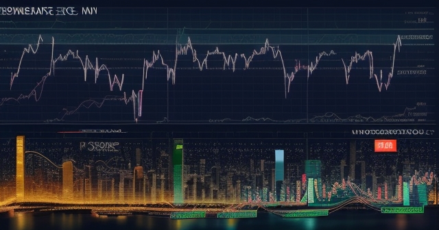 一幅上升的股票市場圖表,背景是城市天際線。