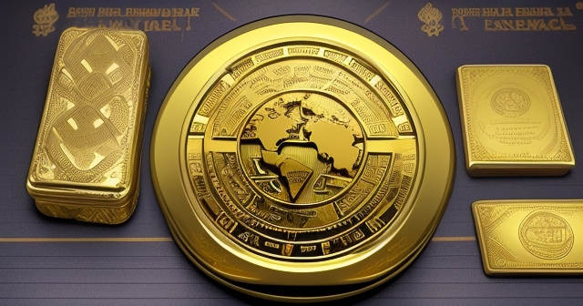 金條在金庫中,卡通風格