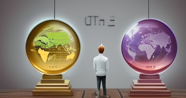 平衡的天平上有美元和其他貨幣