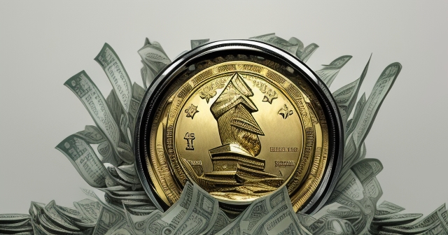 一堆閃亮的金幣的示意圖