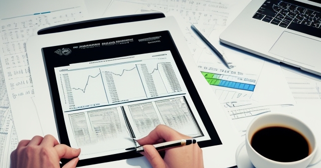 一位冷靜的投資者正在使用筆記本電腦檢視債券選項