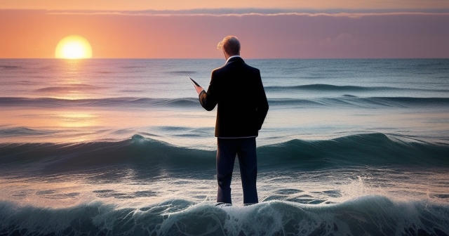 平靜的海面與波浪以代表市場波動