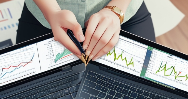 一個寧靜的風景,擁有象徵增長的財務符號