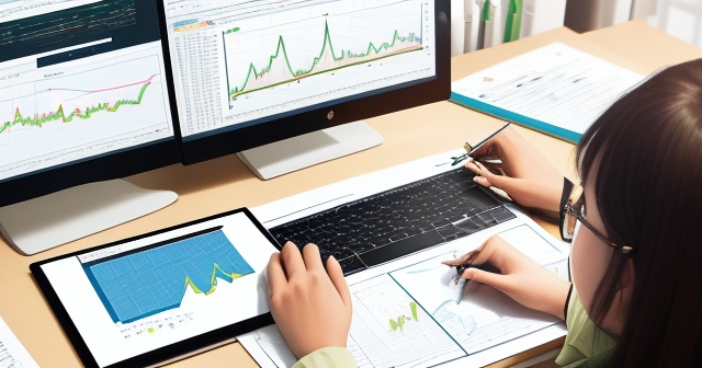 一個特寫的手握著金條,背景是股票圖表