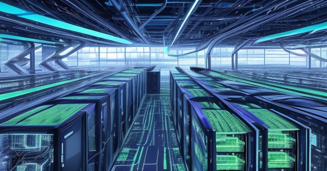 展示 AI 數據中心建設的圖像