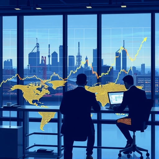 投資者在現代辦公室分析市場趨勢