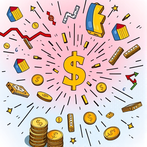 混亂中的黃金和貨幣符號