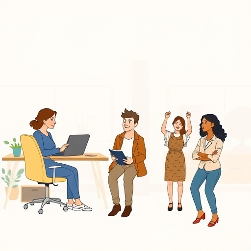 一位專業人士在辦公室內進行有效溝通合作