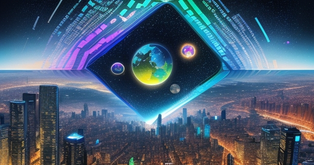 代表區塊鏈技術的數位風景