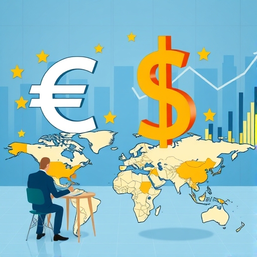 交易員分析歐元美元貨幣圖表