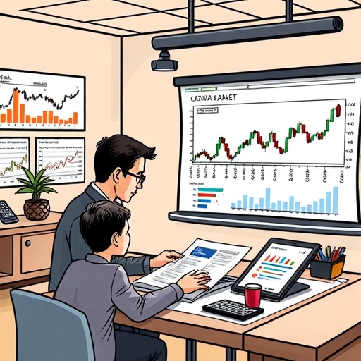 一位教師正在教導技術分析課程