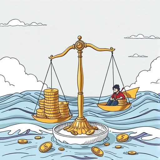 一個天平正在平衡風險與報酬