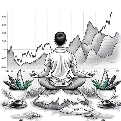 一位交易者在圖表面前冥想