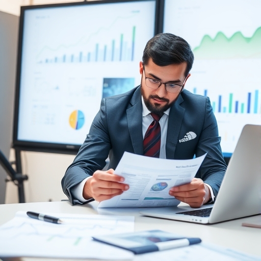 一位財務分析師正在審閱數據