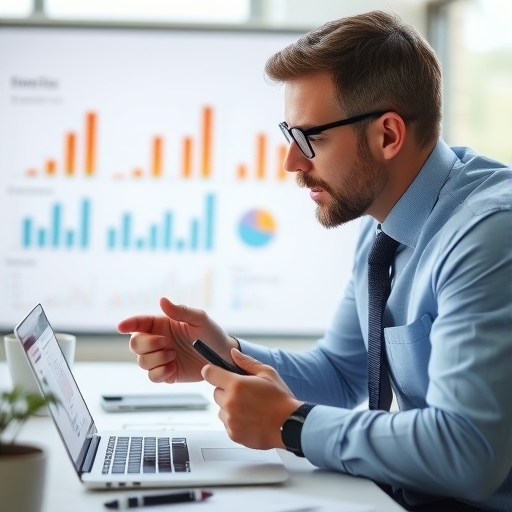 一位財務分析師正在審閱數據