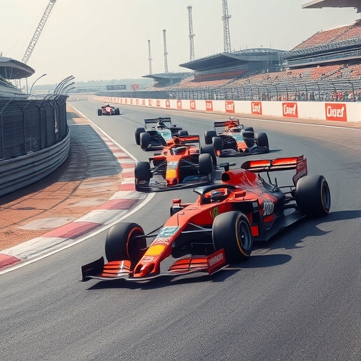 F1賽車在賽道上飛馳