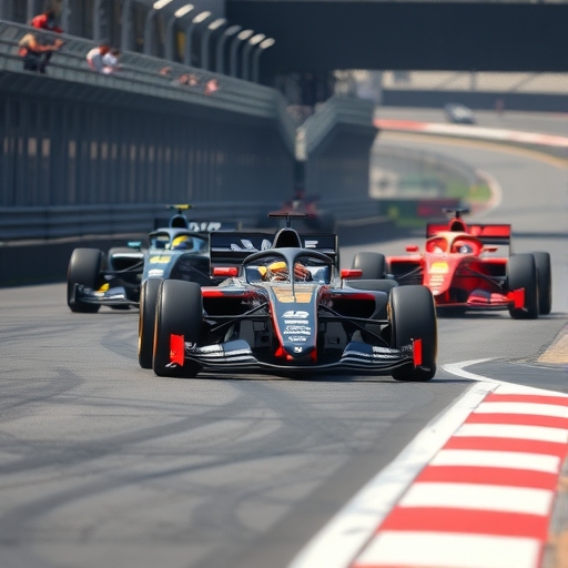 F1賽車進行激烈競賽