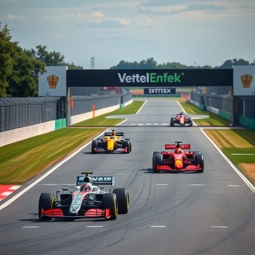 F1賽車在賽道上高速行駛