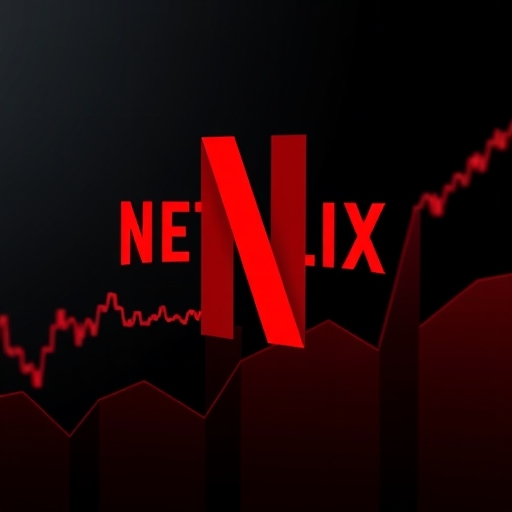Netflix 標誌搭配股票圖表