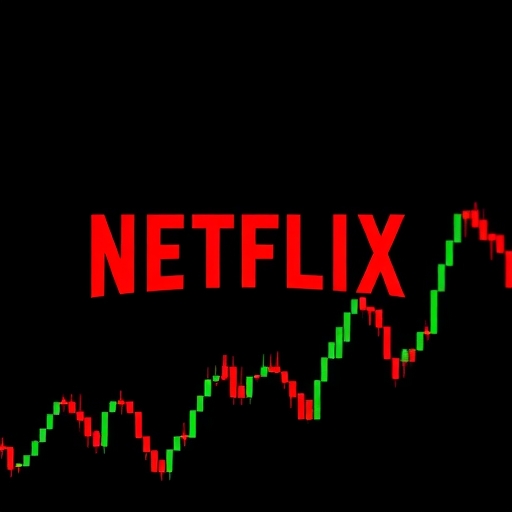 Netflix 標誌搭配股票圖表