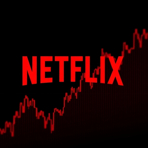 Netflix 標誌搭配股票圖表