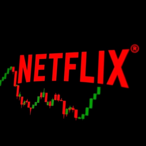 Netflix 標誌搭配股票圖表