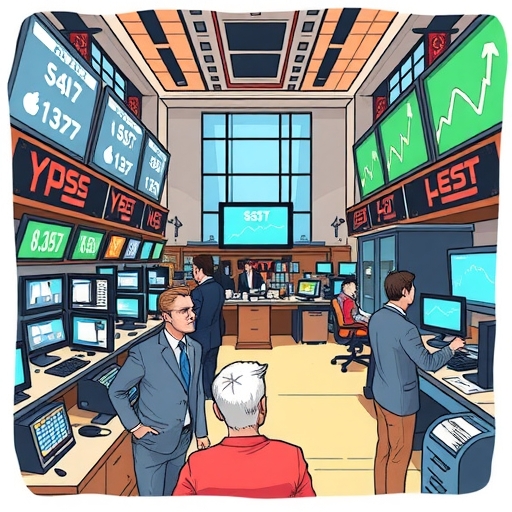 華爾街的交易大廳，投資者因謠言的影響而作出反應