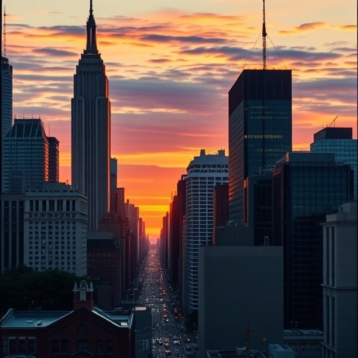 華爾街黃昏時分的天際線