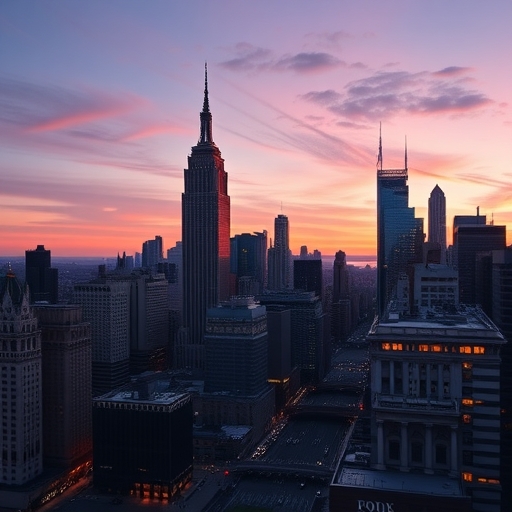 華爾街日落時的天際線