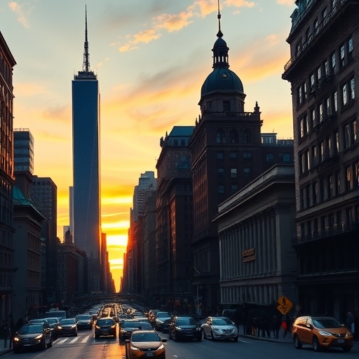 華爾街黃昏下的天際線