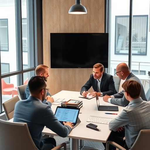 技術團隊討論風險管理的人工智慧應用