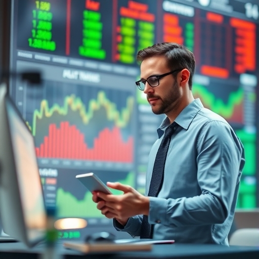 一位投資者正在分析市場趨勢