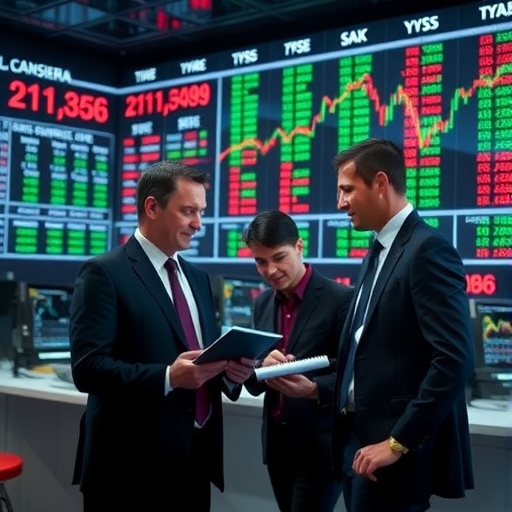 一群商業團隊正在分析股票市場趨勢