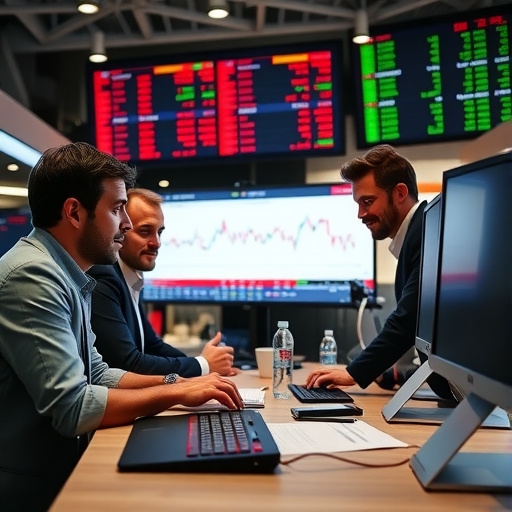 一群商業團隊正在分析股票市場趨勢