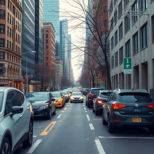 在城市中行駛的電動車