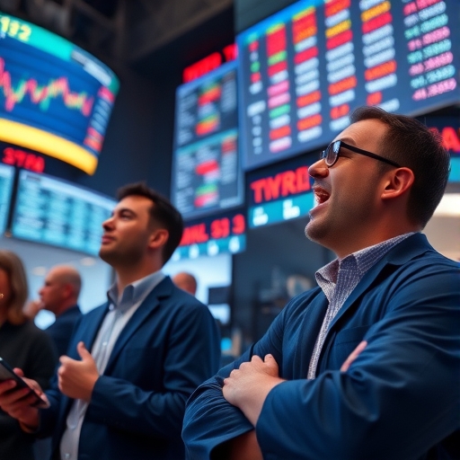 投資者興奮地觀看股市走勢