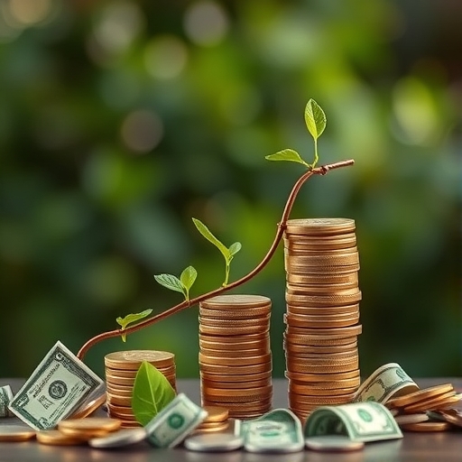 現金增長的金融概念圖