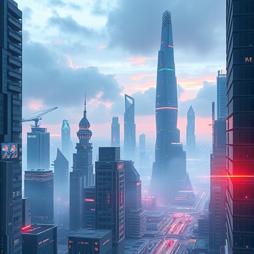 未來城市景觀,包含人工智慧元素