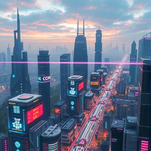 未來城市景觀,包含人工智慧元素