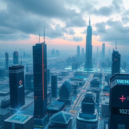 未來城市景觀,包含人工智慧元素