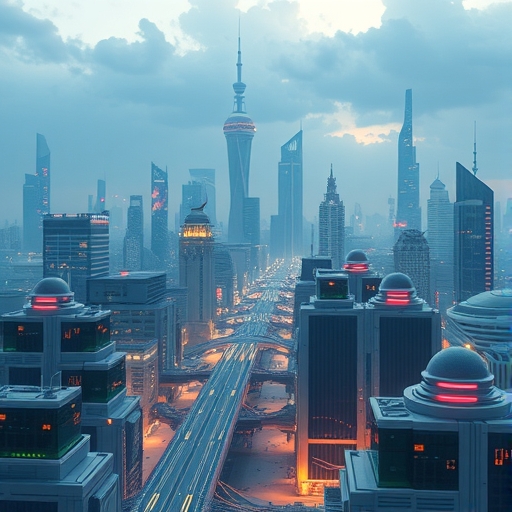 未來城市景觀,包含人工智慧元素