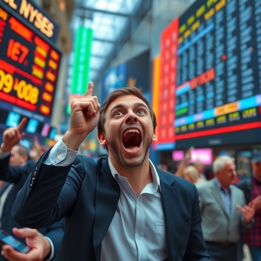 一位男子正在街頭交易股票