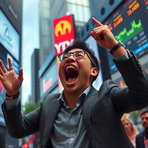 一位男子正在街頭交易股票