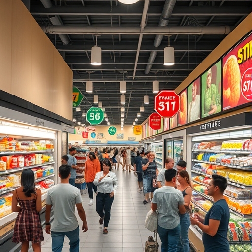 一位女子在超市購物