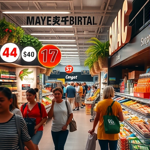 超市內多人忙碌購物