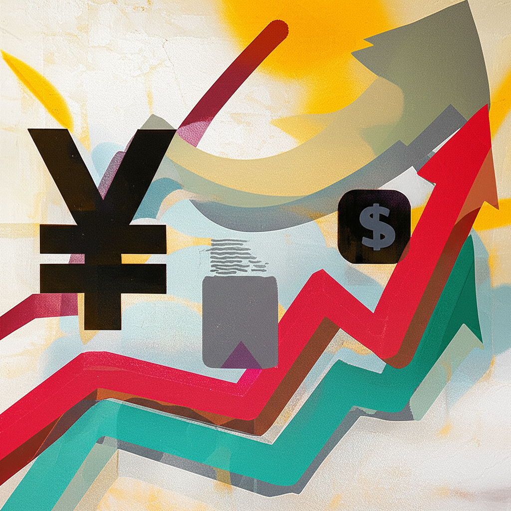 一張顯示美元/日圓技術分析中的對稱三角形形態圖