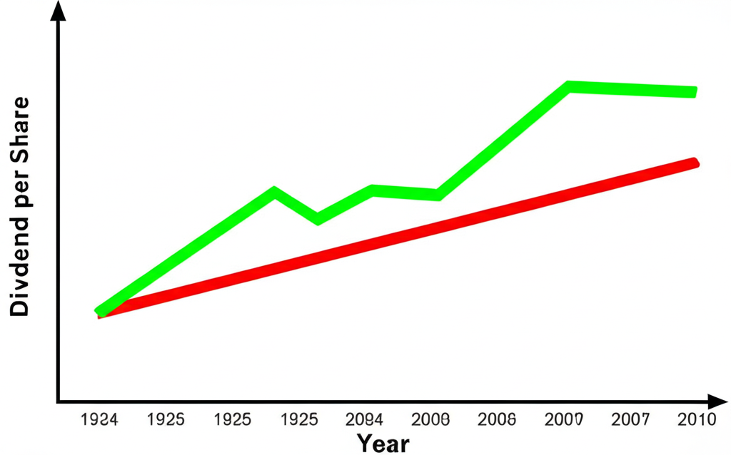 顯示公司現金分紅增長趨勢的圖表。