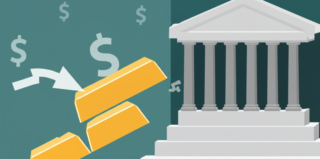 一個顯示黃金與加密貨幣價格圖表的金融市場儀表板,以及一隻分析數據的手。