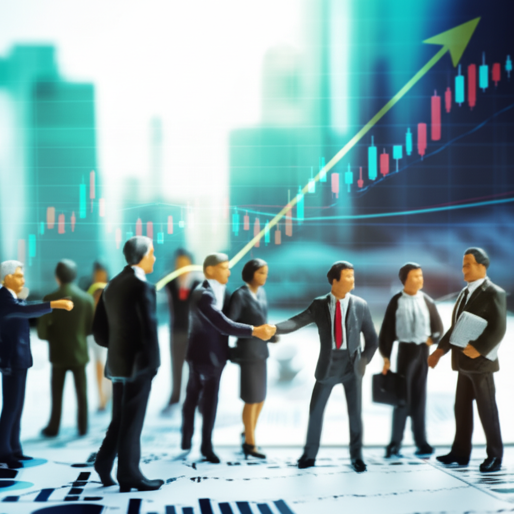 一個複雜的人工智慧交易系統在多個螢幕上顯示演算法與即時市場數據，象徵量化金融。