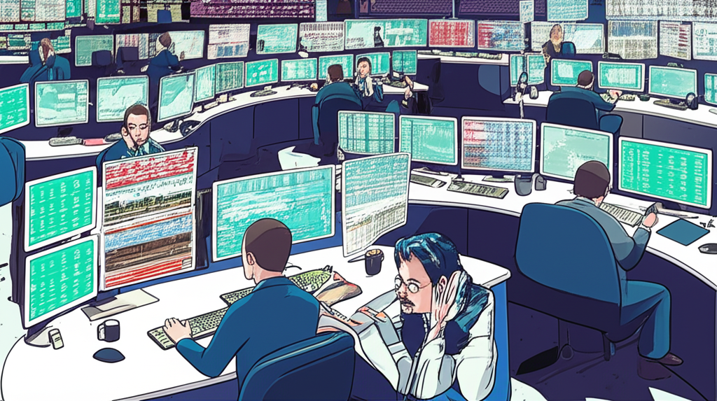 全球貨幣在電子屏幕上流動的示意圖